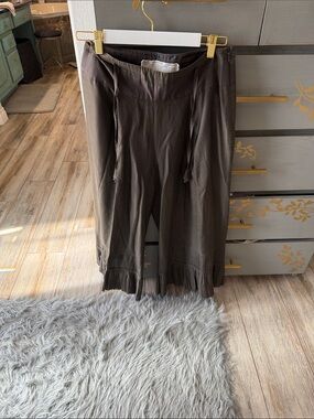Women's Fringe Hem Casual Drawstring Pants - Brown
